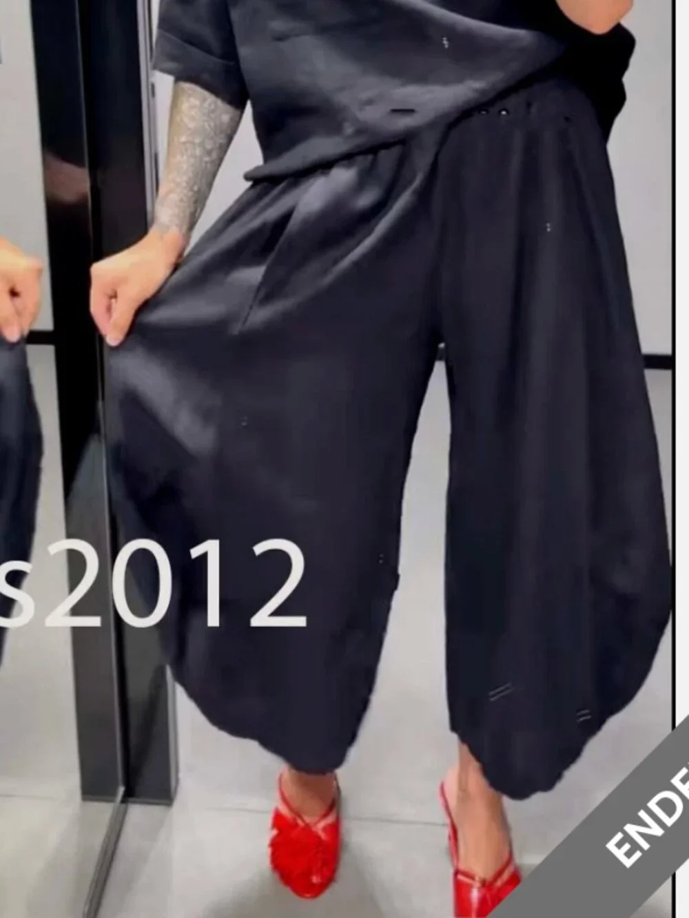 ZARA WOMAN MID-RISE LINEN VOLUME PANTS